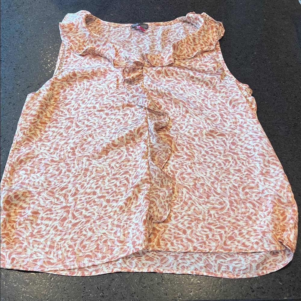 Vince Camuto Pink and White Patterned Blouse